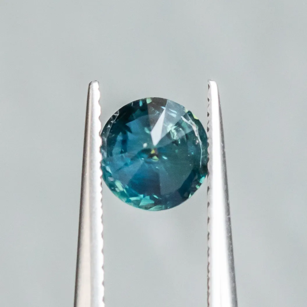 1.07CT ROUND NIGERIAN SAPPHIRE, TEAL BLUE GREEN, 6.07X5.98X3.90MM, UNTREATED