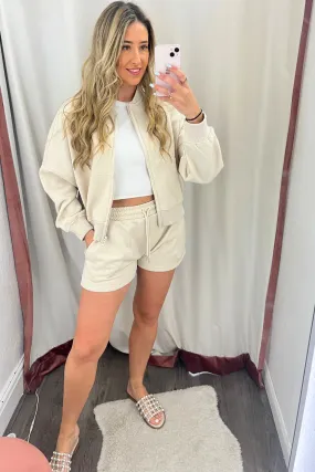 2-Piece Co-ord Set with Bomber Jacket & Shorts