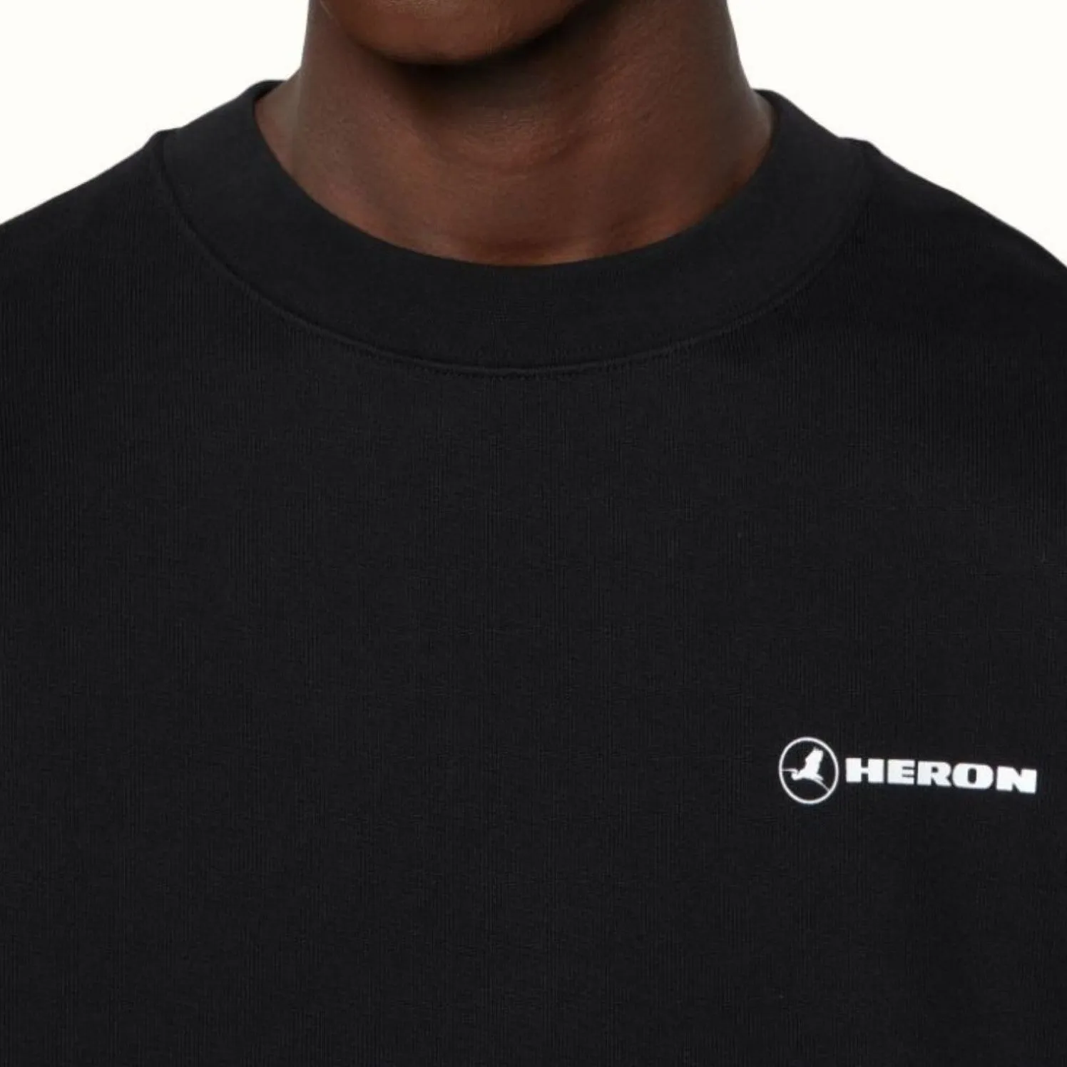 (70% OFF) HERON PRESTON Tape Logo Crewneck Sweatshirt Black