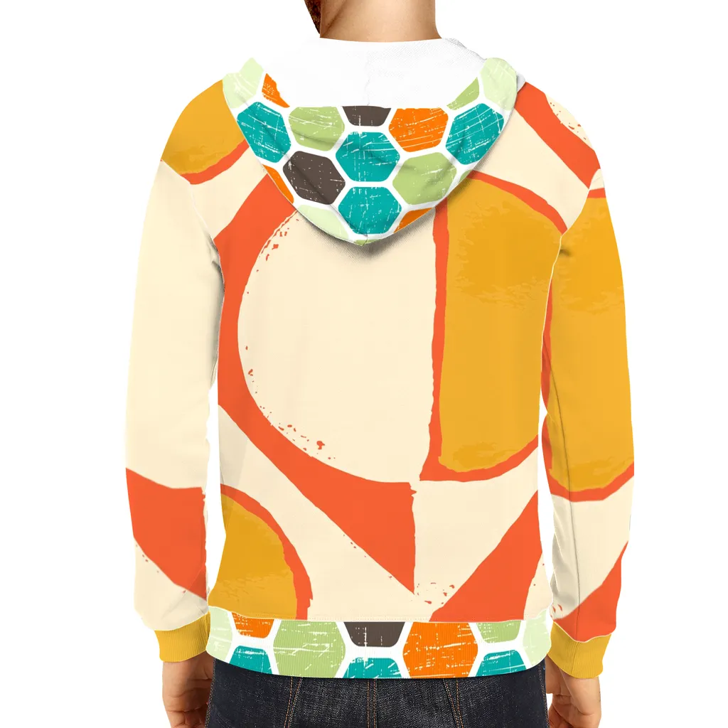 Abstract Orange Unisex Pullover Hoody