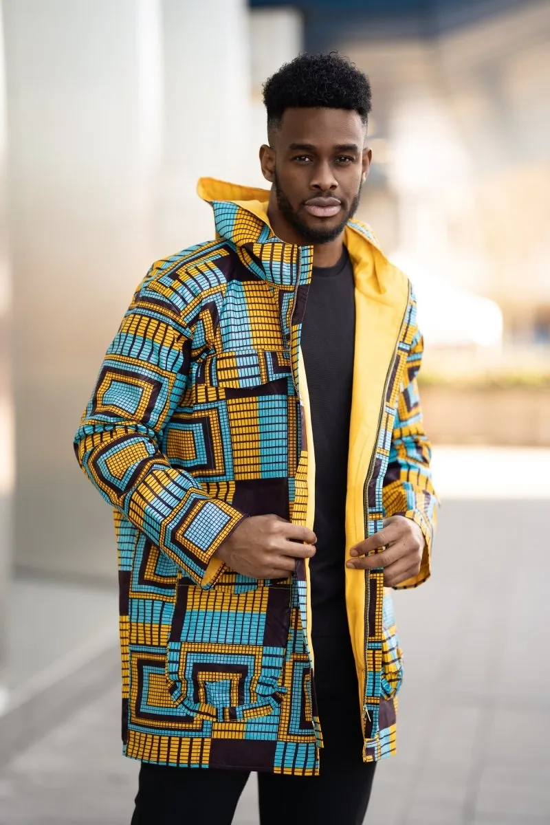 African Jacket In Electric Blue Kente