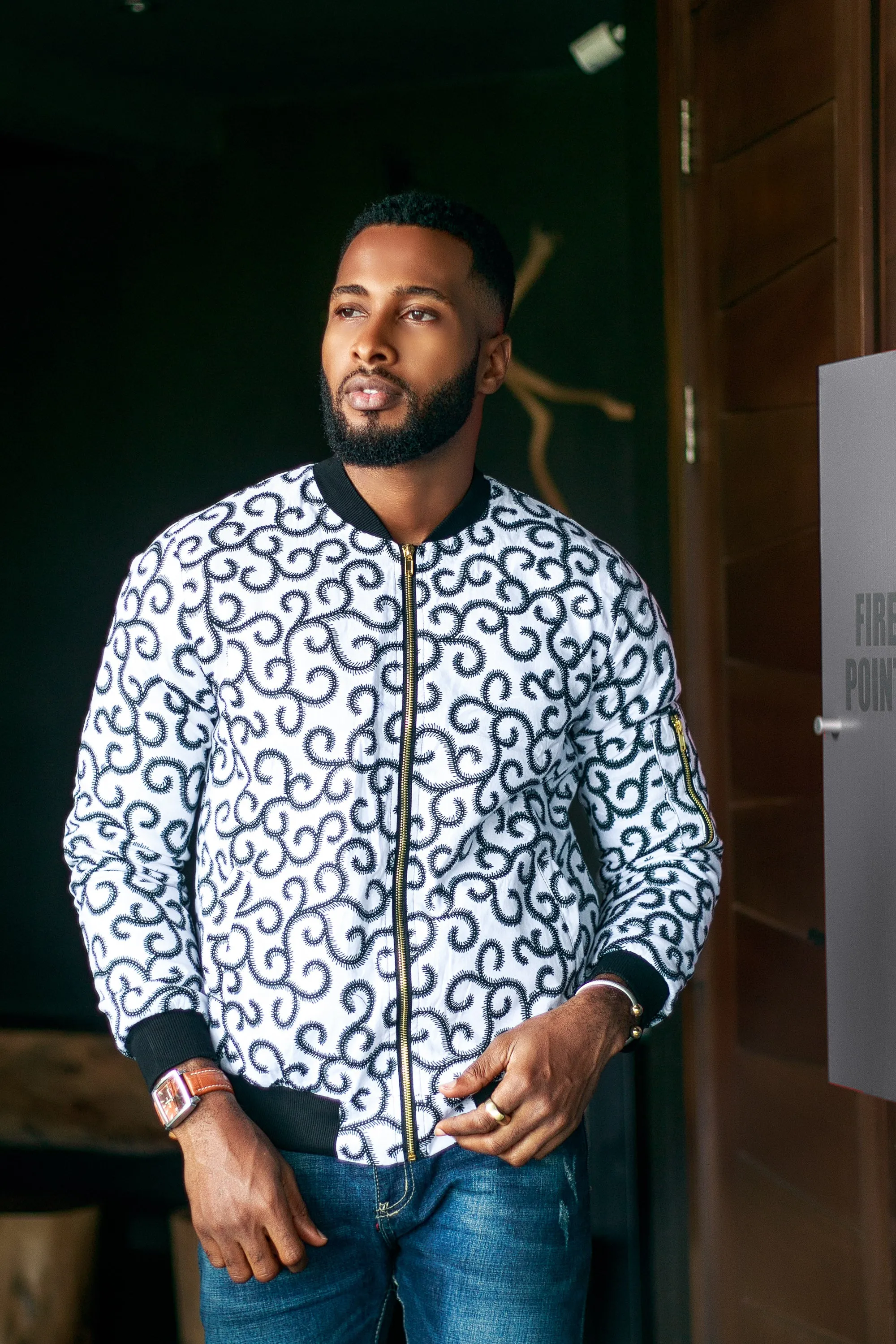 AFRICAN PRINT MEN'S KASIM BOMBER JACKET