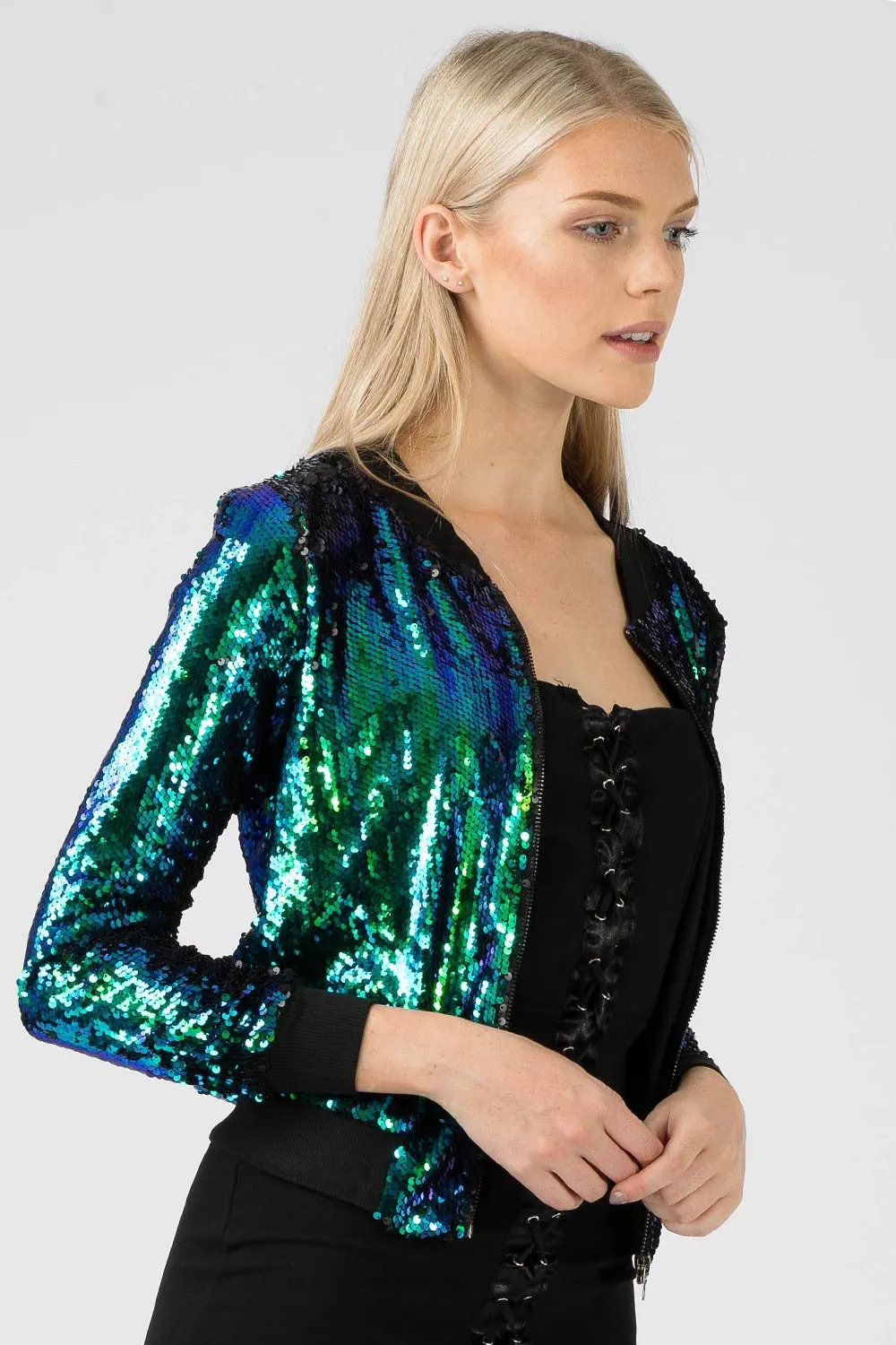 Aftershock London Sequin Bomber Jacket