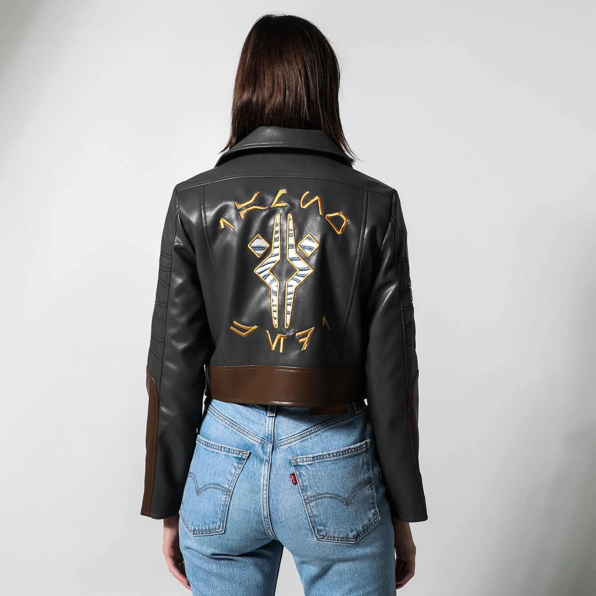 Ahsoka Faux Leather Cropped Moto Jacket