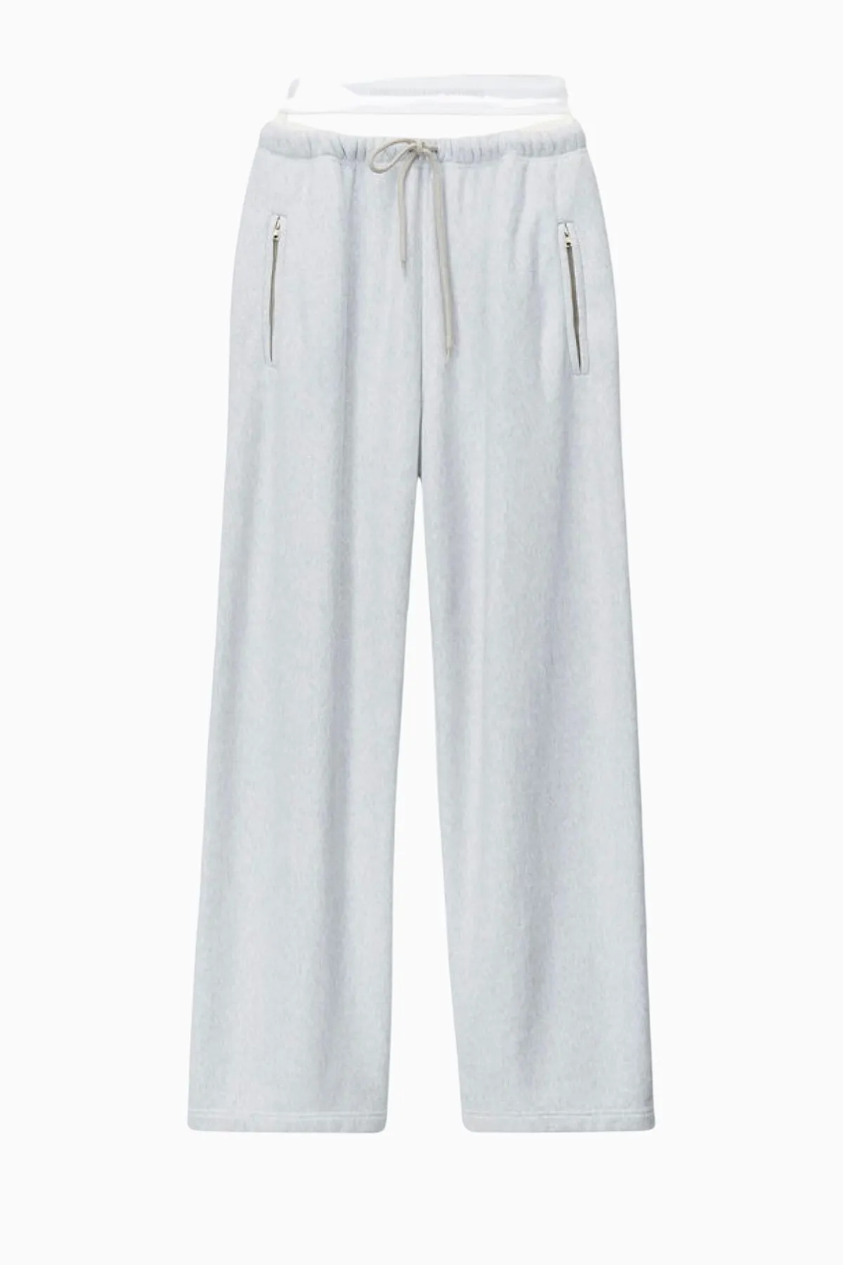 alexanderwang.t Brief Logo Wide Leg Sweatpant - Light Heather Grey