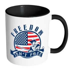 American Flag Patriot Mug Freedom Isnt Free White 11oz Accent Coffee Mugs