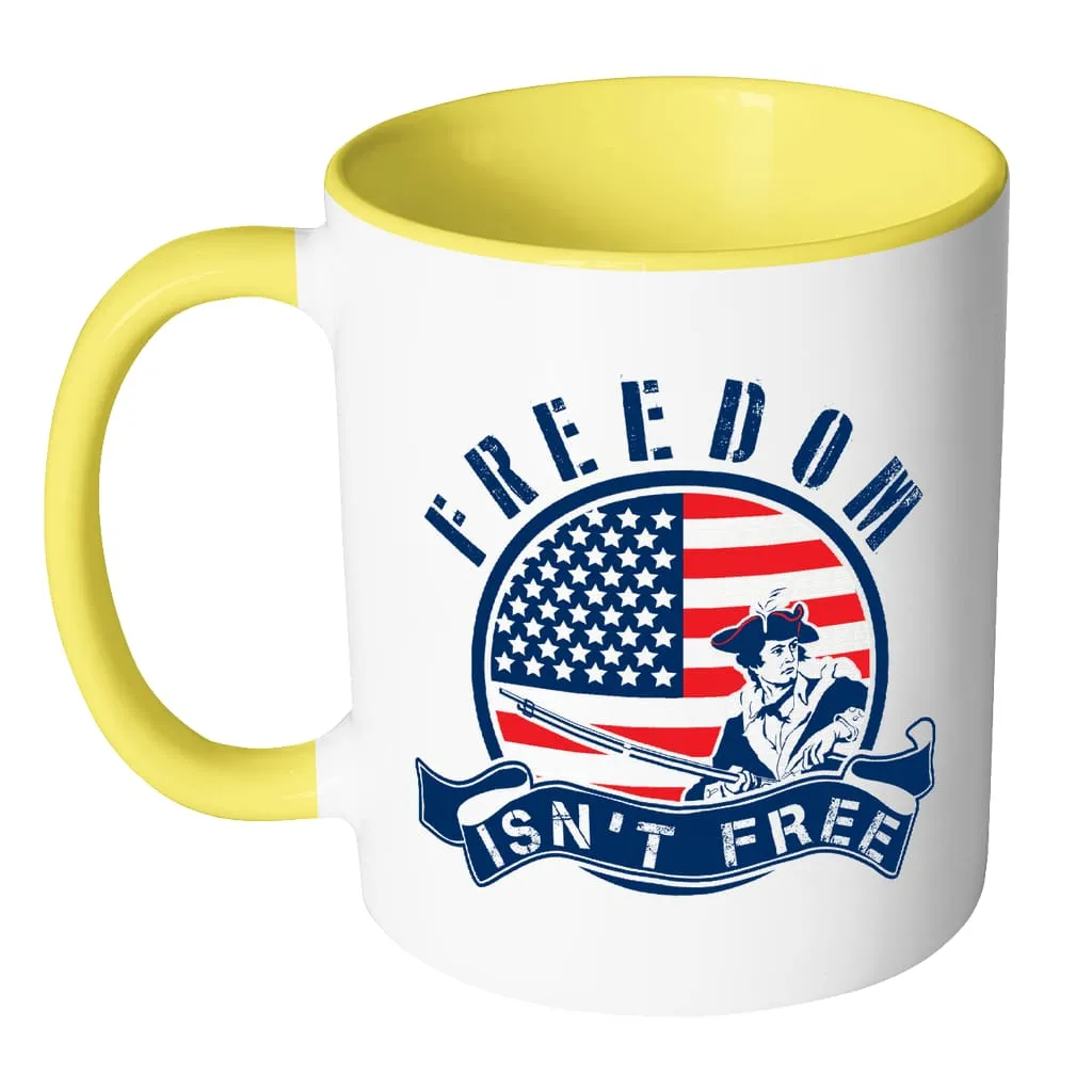 American Flag Patriot Mug Freedom Isnt Free White 11oz Accent Coffee Mugs