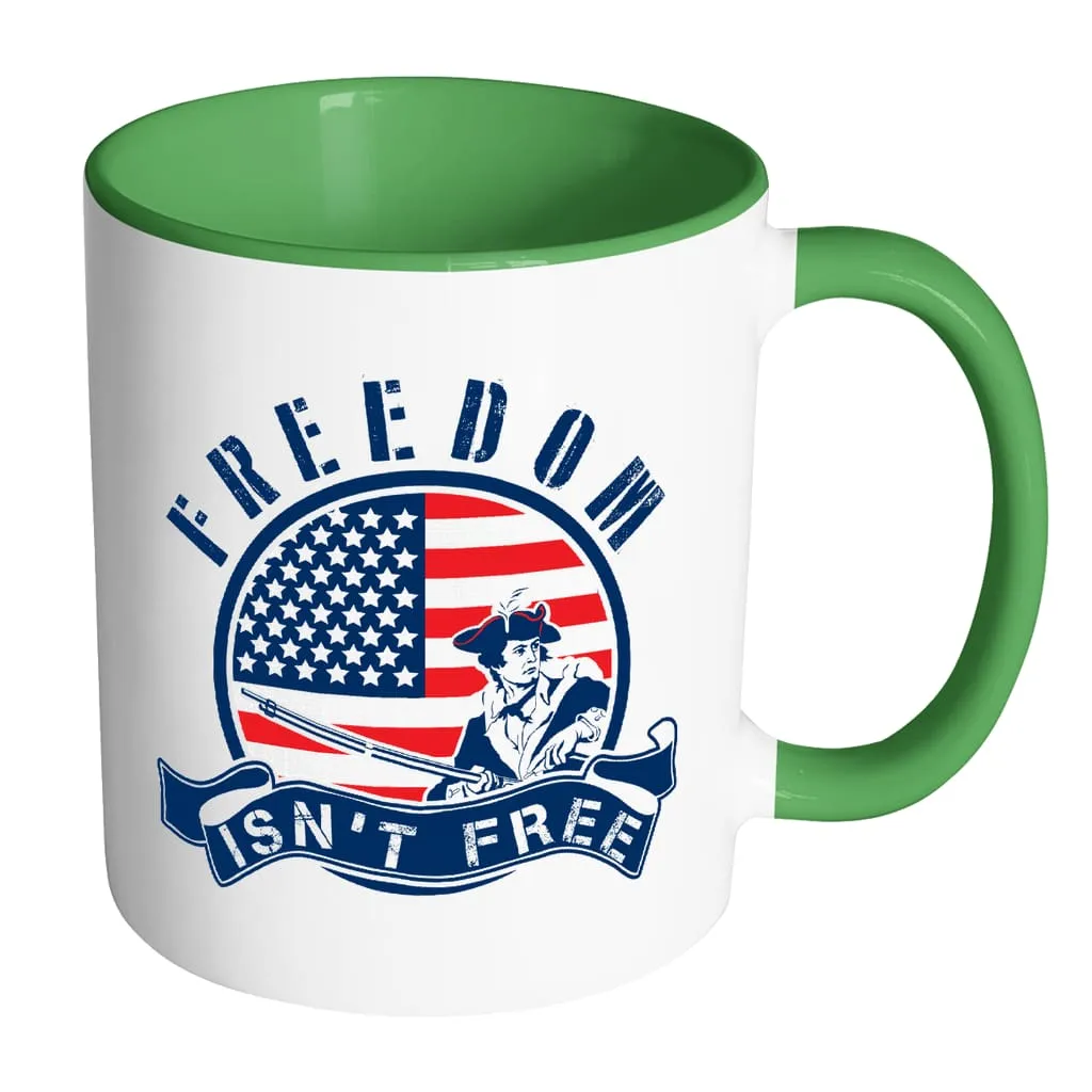 American Flag Patriot Mug Freedom Isnt Free White 11oz Accent Coffee Mugs