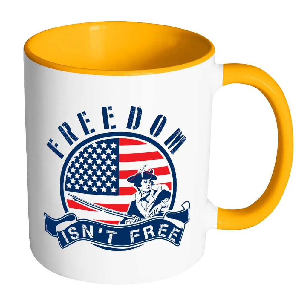 American Flag Patriot Mug Freedom Isnt Free White 11oz Accent Coffee Mugs