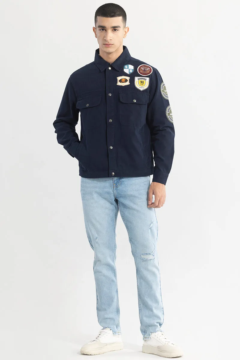 Applique Artistry Navy Overshirt