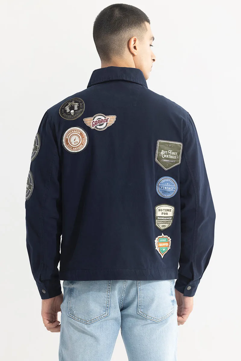 Applique Artistry Navy Overshirt