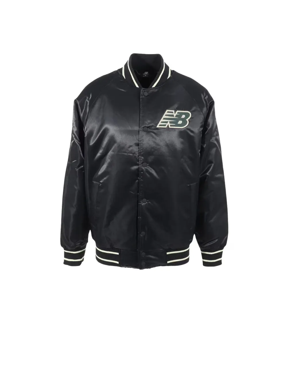 Athletics Varsity Satin Bomber Jacket - Black