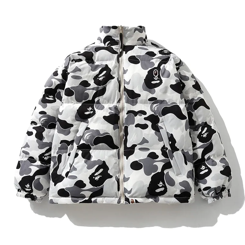 BAPE ABC Camo Reversible Down Jacket Grey