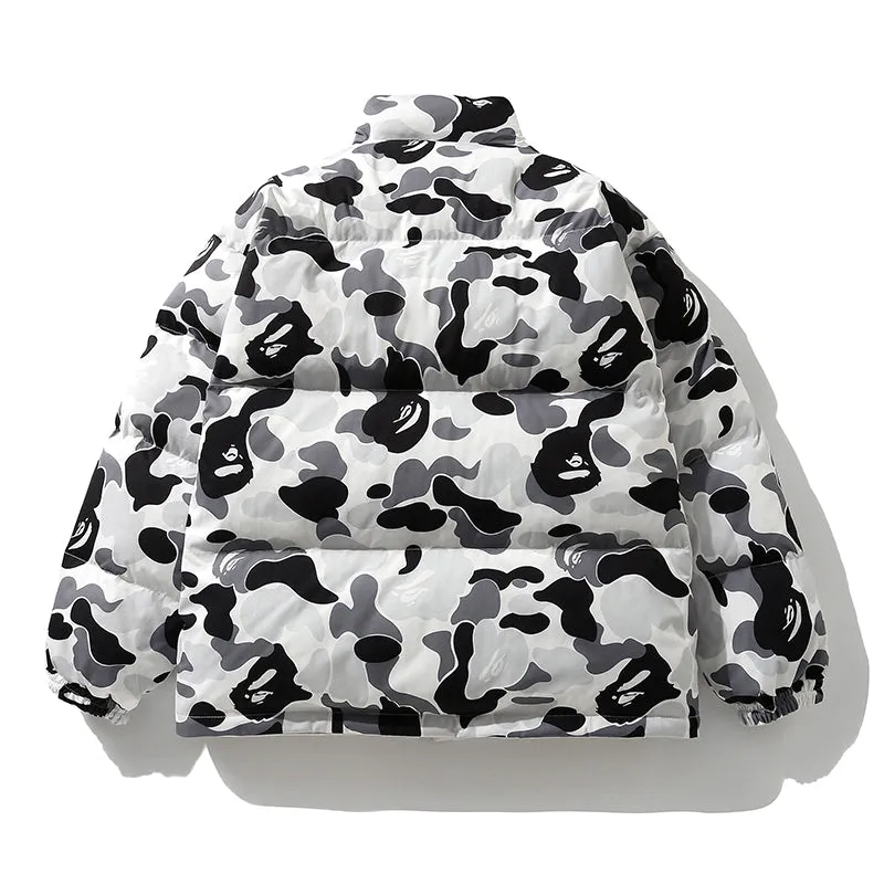 BAPE ABC Camo Reversible Down Jacket Grey