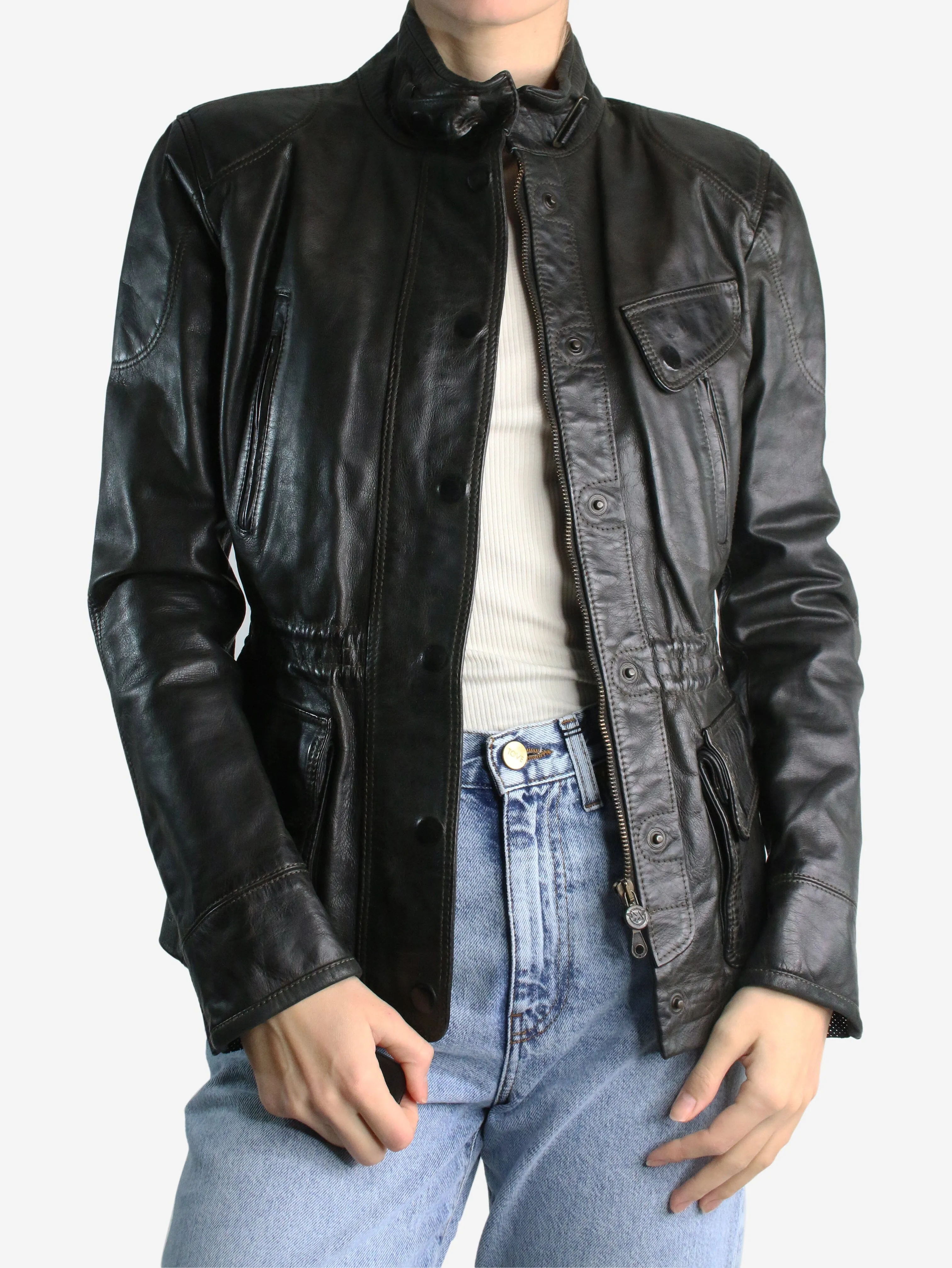 Black leather jacket - size IT 44