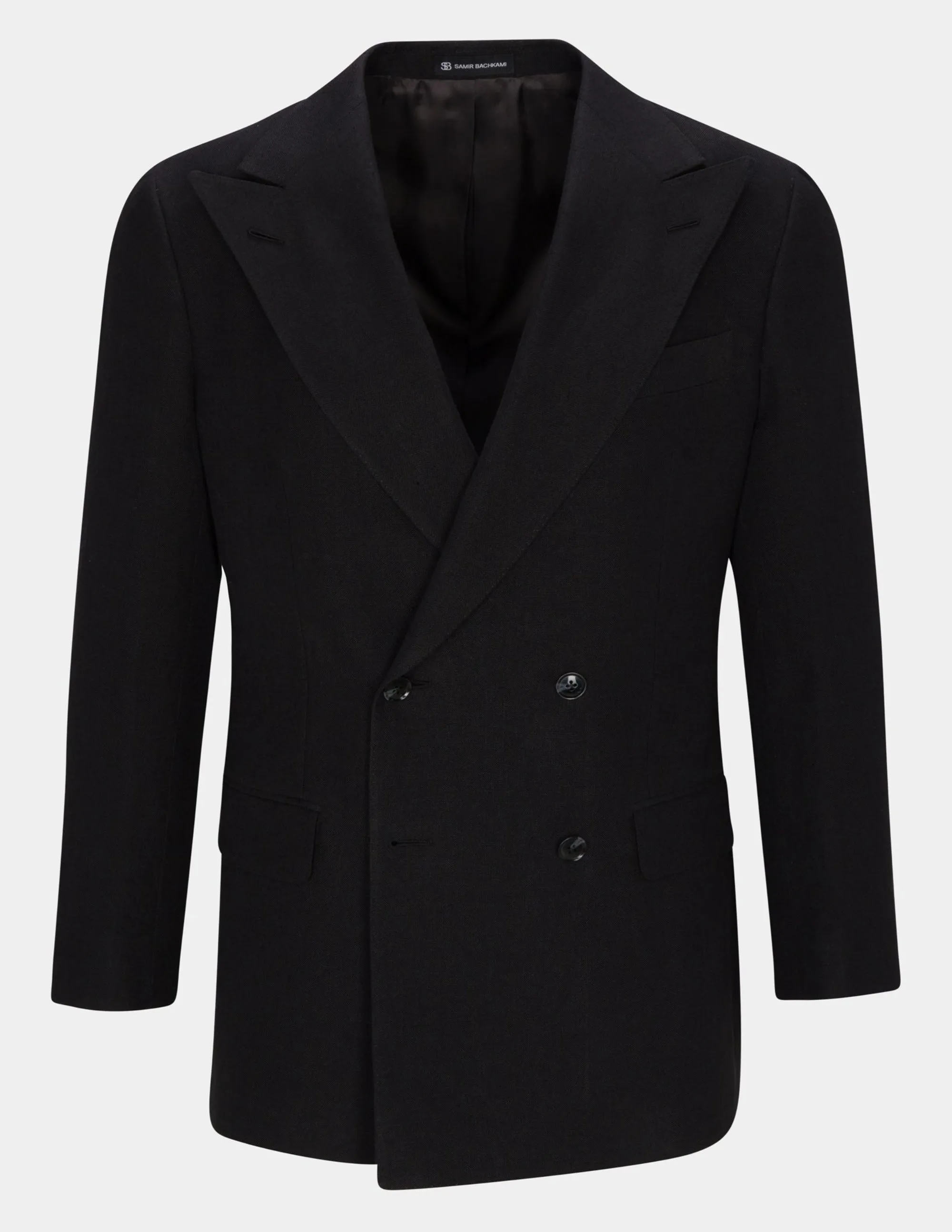 Black Linen Double Breasted Jacket