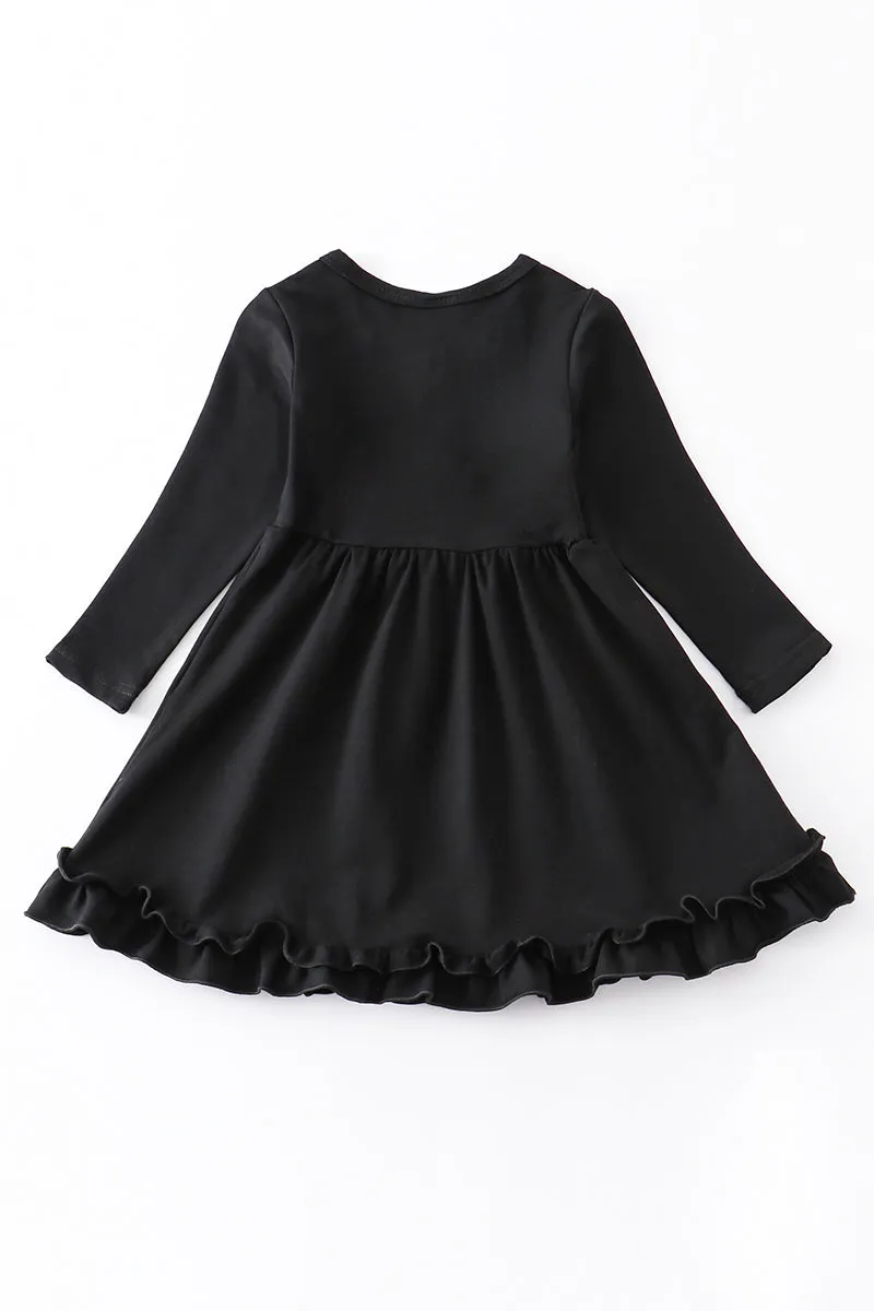 Black ruffle button down dress