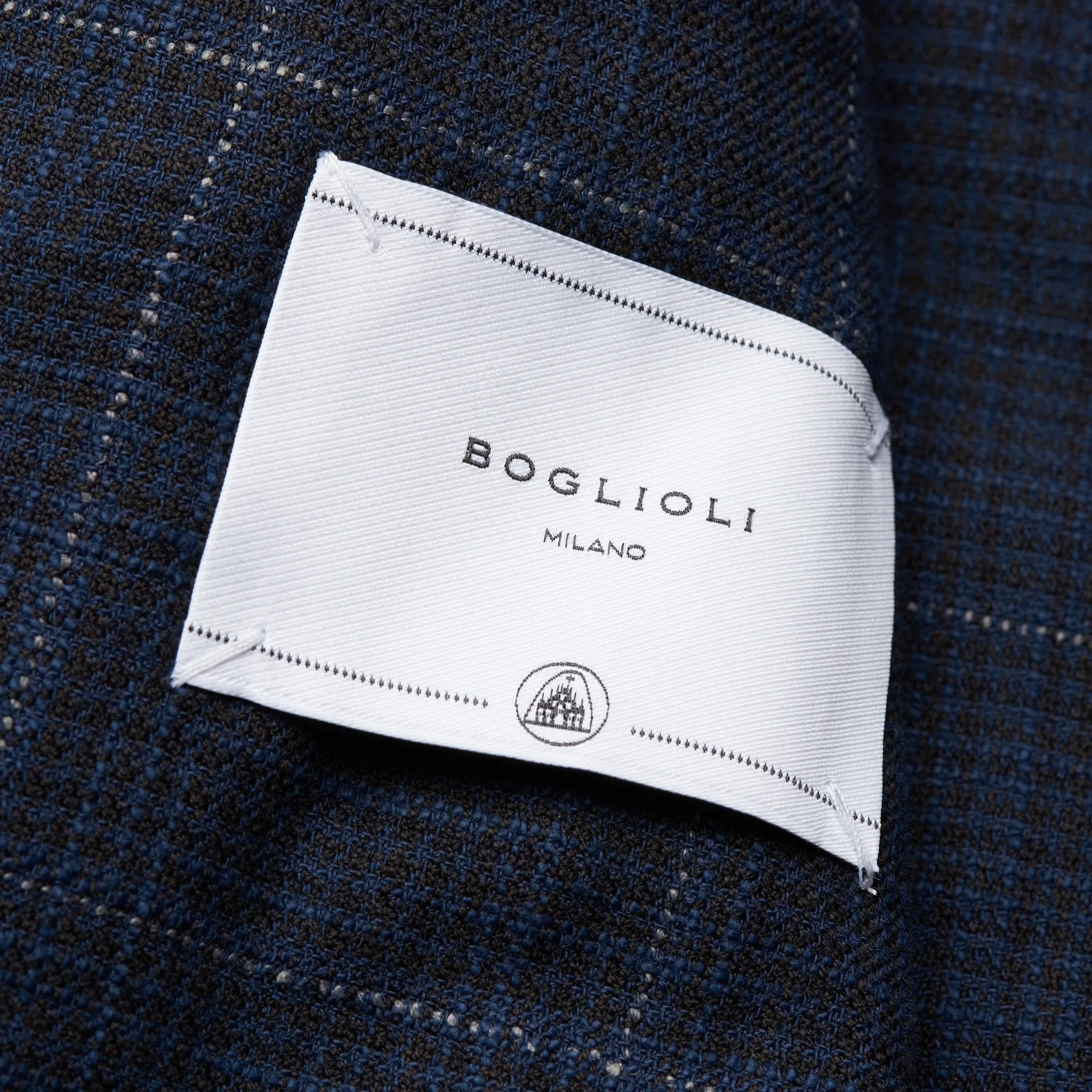 BOGLIOLI Milano "K. Jacket" Blue Plaid Cotton-Silk DB Jacket EU 48 NEW US 38