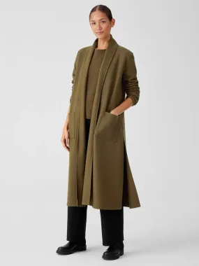 BOILED WOOL JERSEY HIGH COLLAR LONG JACKET