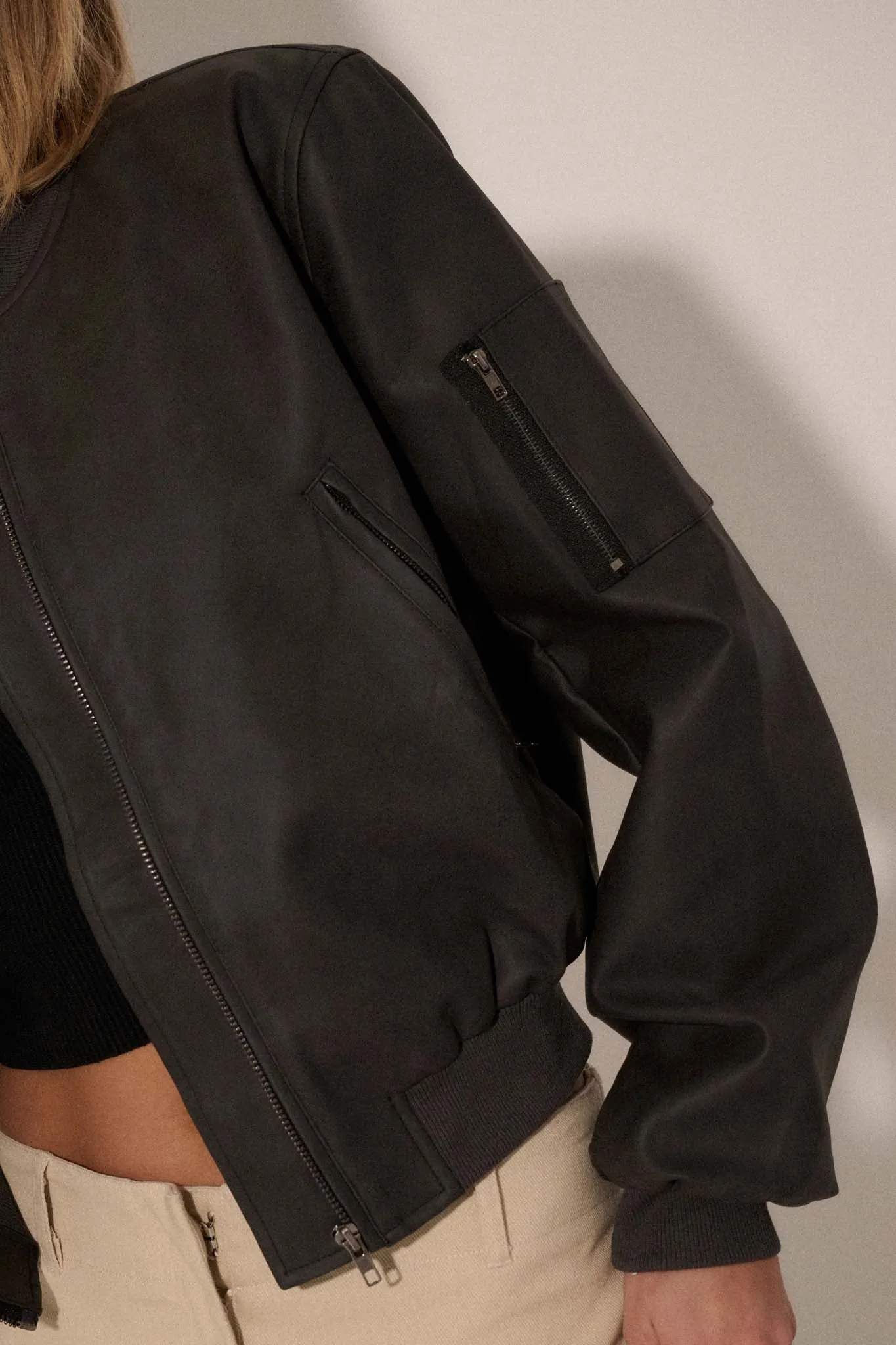 Bombs Away Vegan Leather Bomber Jacket