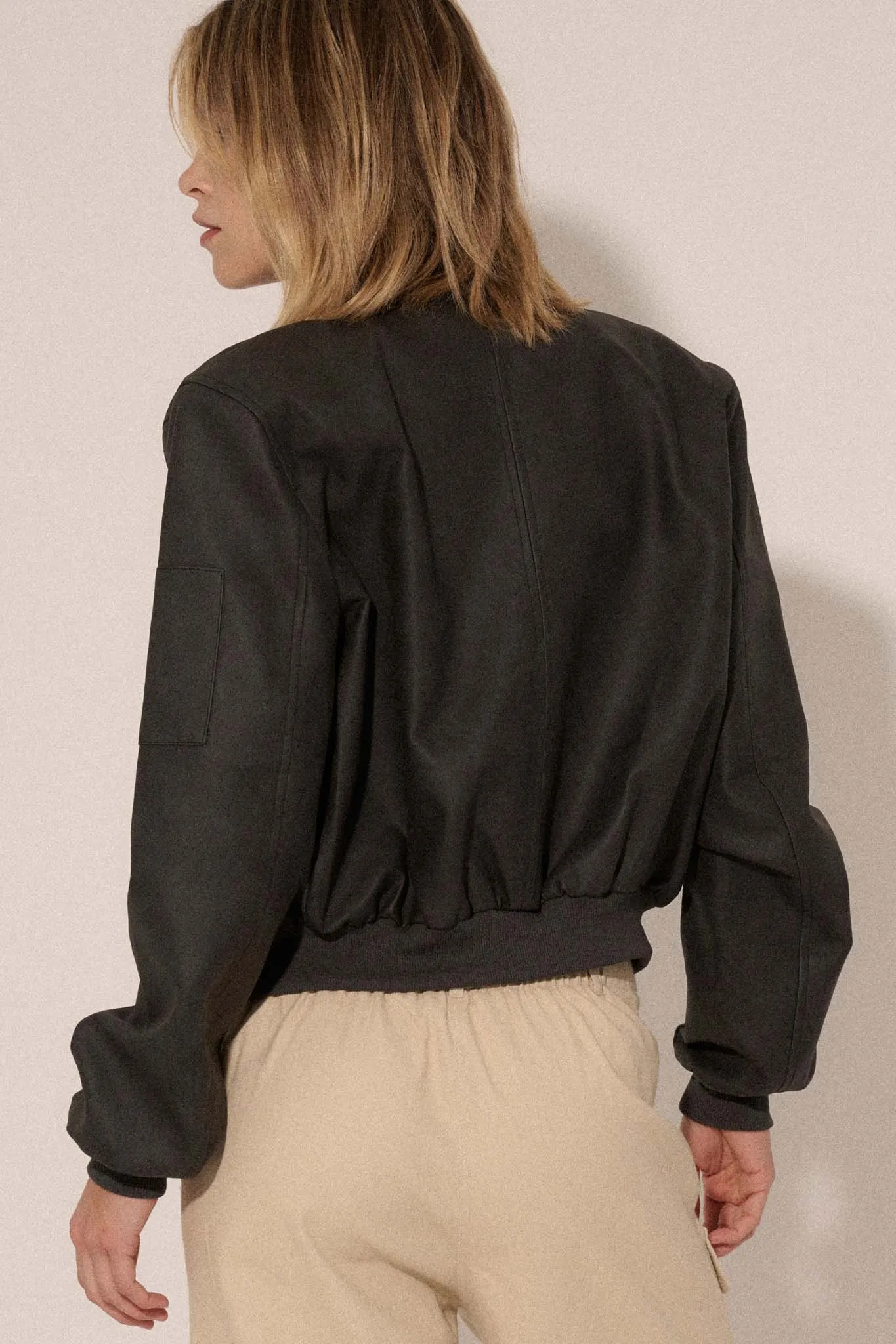 Bombs Away Vegan Leather Bomber Jacket