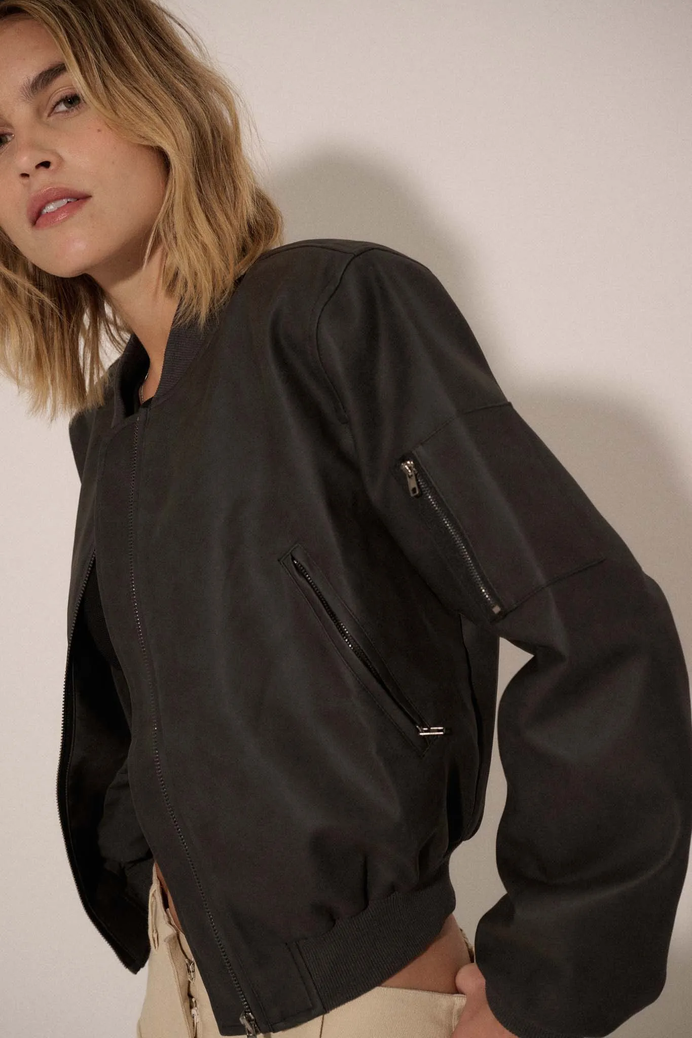 Bombs Away Vegan Leather Bomber Jacket