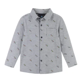 Boys Knit Dinosaur Button Down Shirt