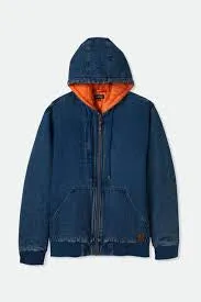 Brixton Builders Zip Hood Jacket - Medium Wash Indigo