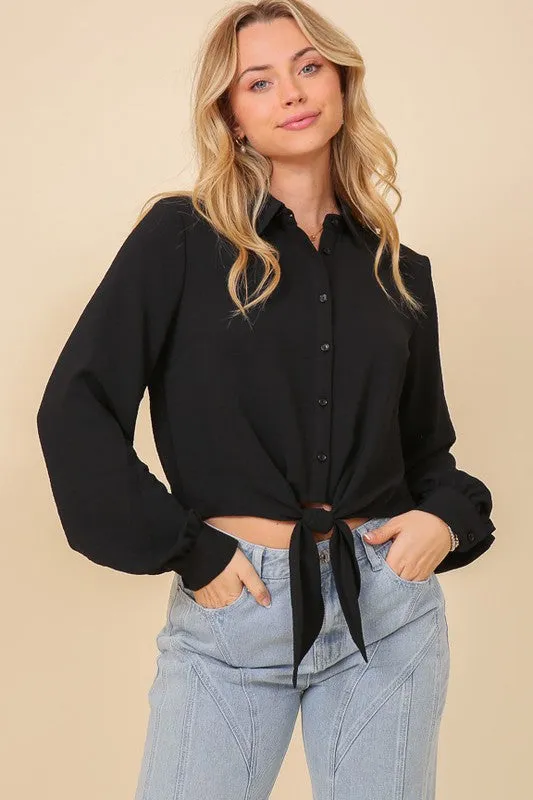 Brooklyn Button Down Self Tie Top