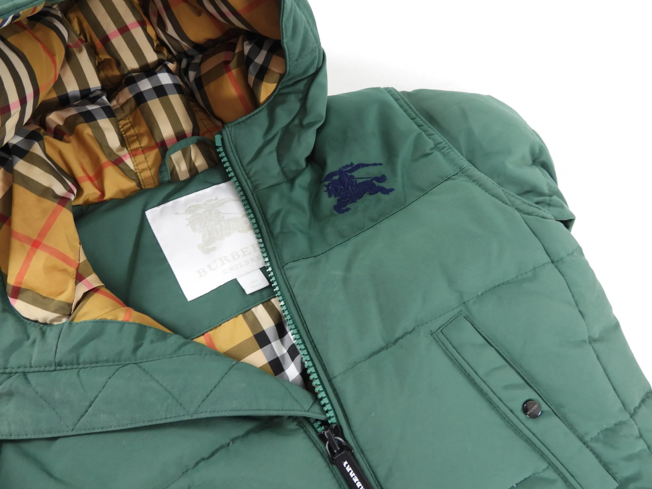 Burberry Green Down Puffer Jacket - 18M