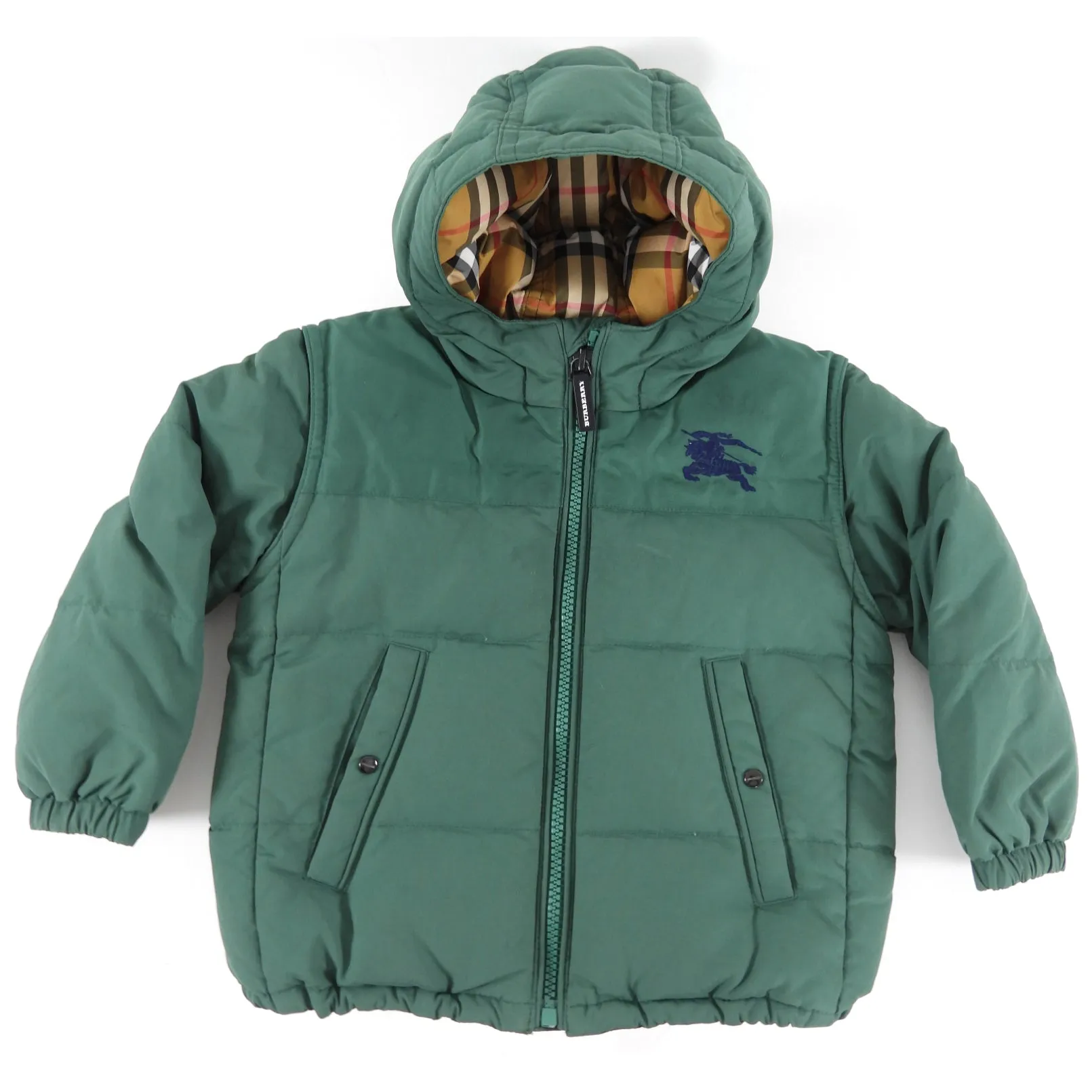 Burberry Green Down Puffer Jacket - 18M