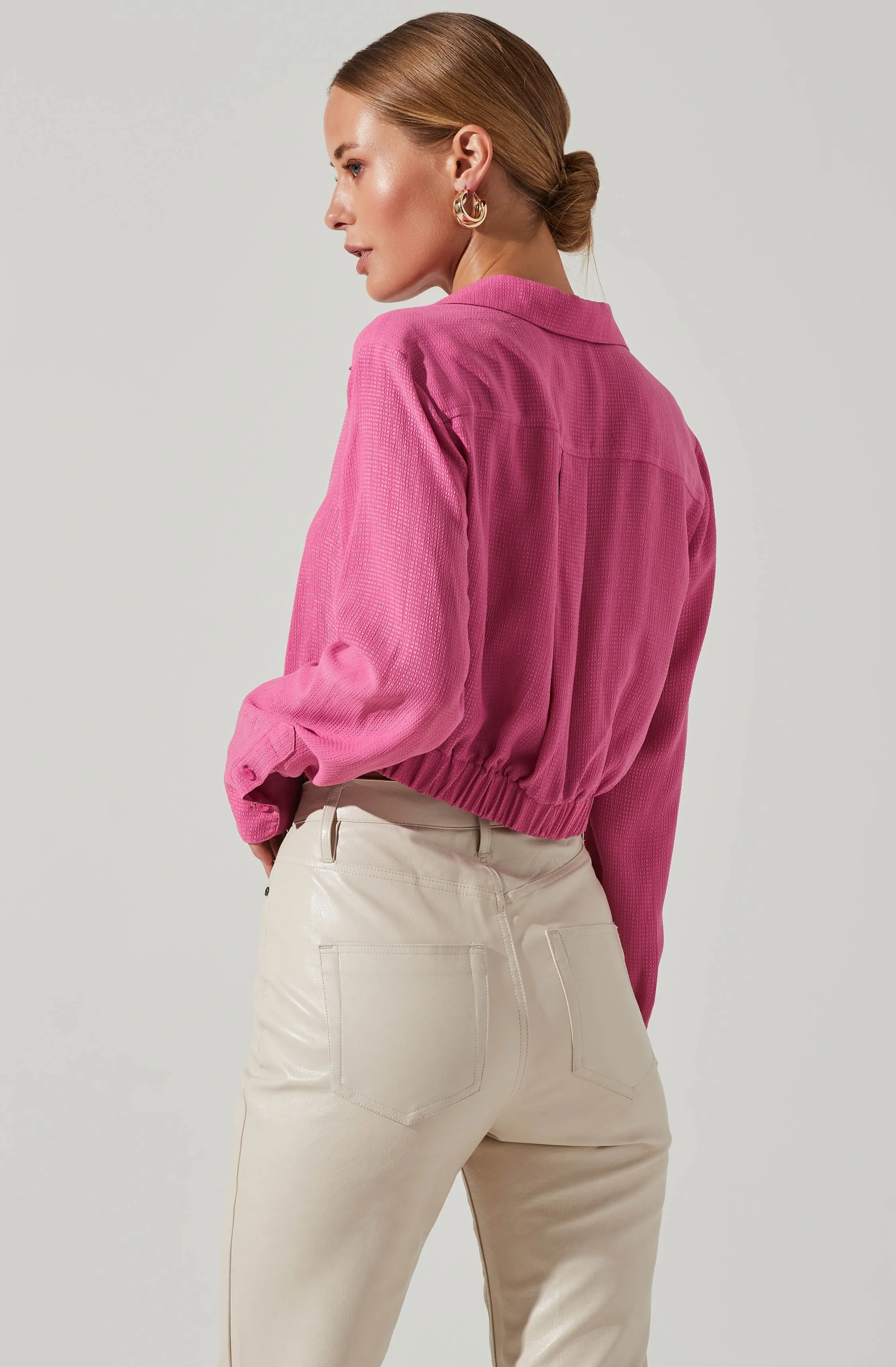 Camden Cropped Button Down Collared Top