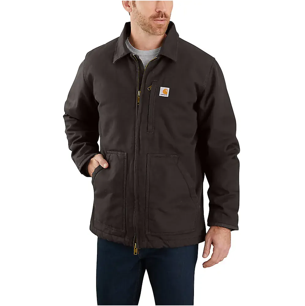 Mens Carhartt Sherpa-Lined Washed Duck Loose Fit Work Coat