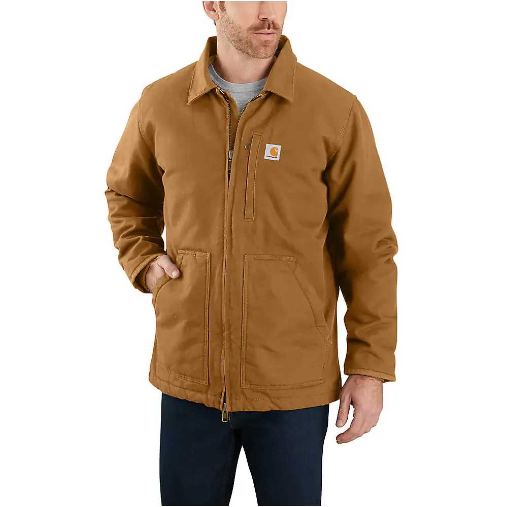 Mens Carhartt Sherpa-Lined Washed Duck Loose Fit Work Coat