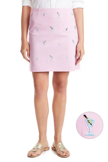 Castaway Ali Skirt Stretch Twill Pink w/Martini & Shaker