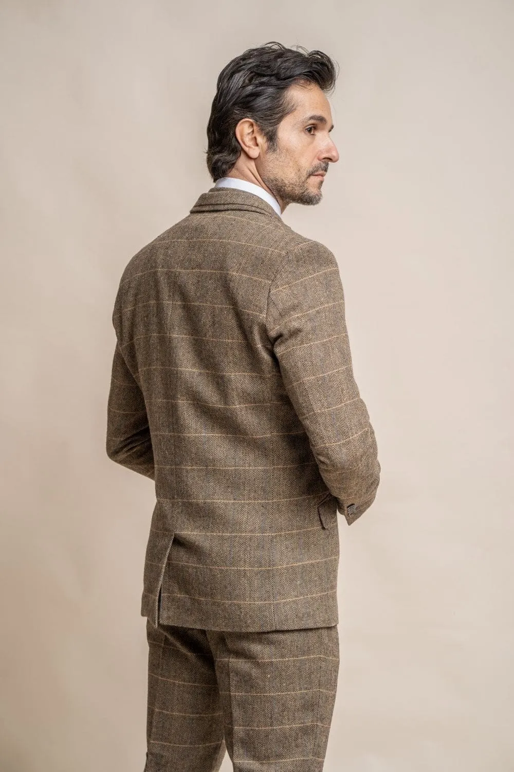 Cavani Albert Men's Brown Sim Fit Tweed Style Jacket