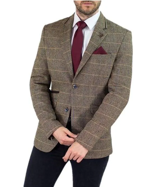 Cavani Albert Men's Brown Sim Fit Tweed Style Jacket