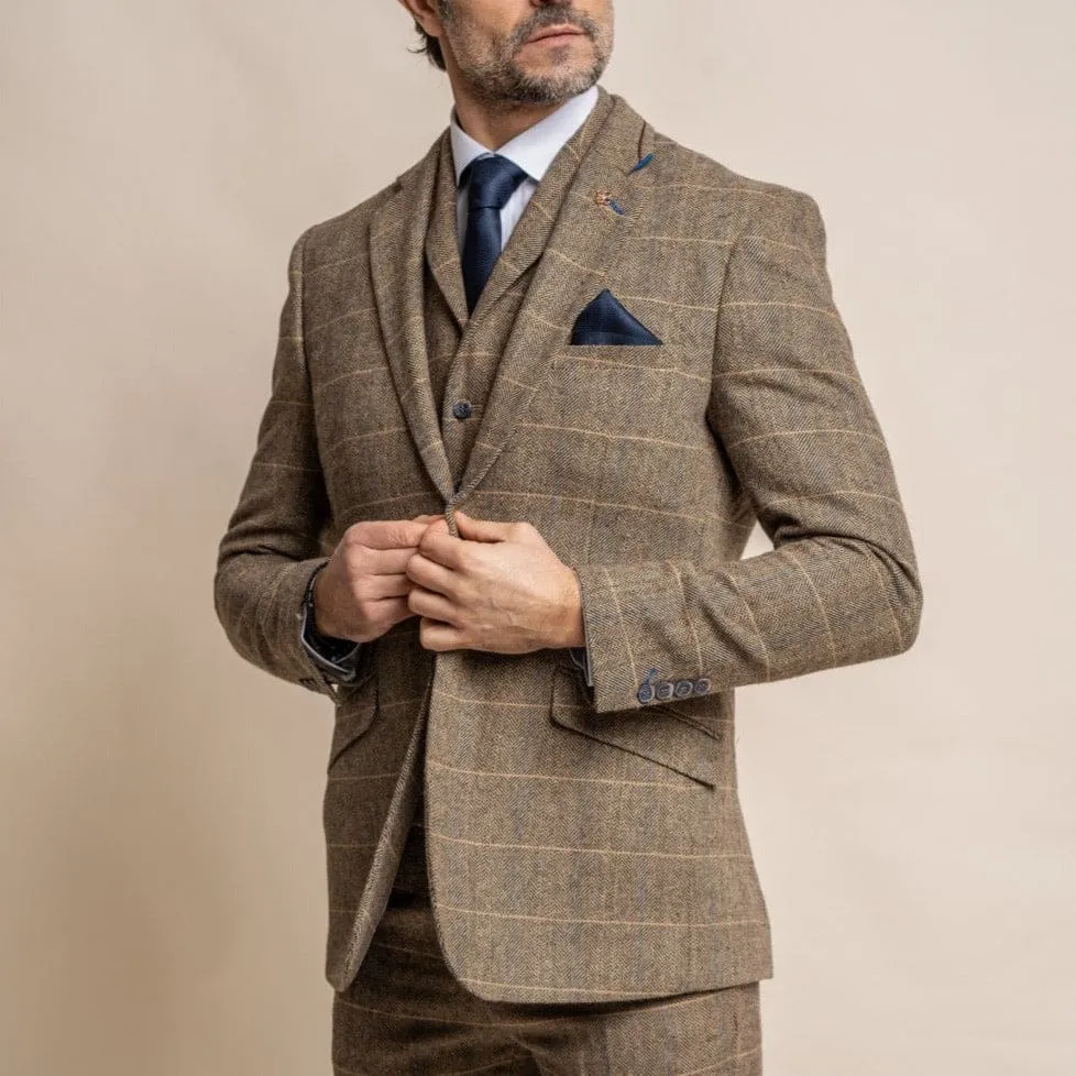 Cavani Albert Men's Brown Sim Fit Tweed Style Jacket