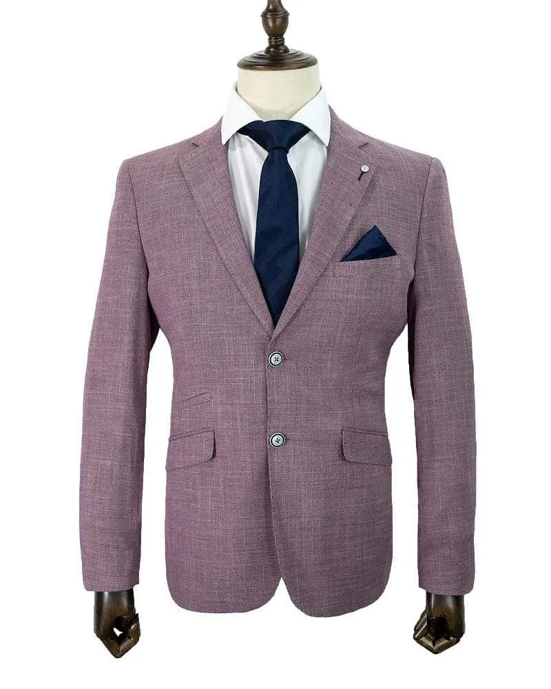 Cavani Classic Miami Lilac Slim Fit Tweed Style Blazer