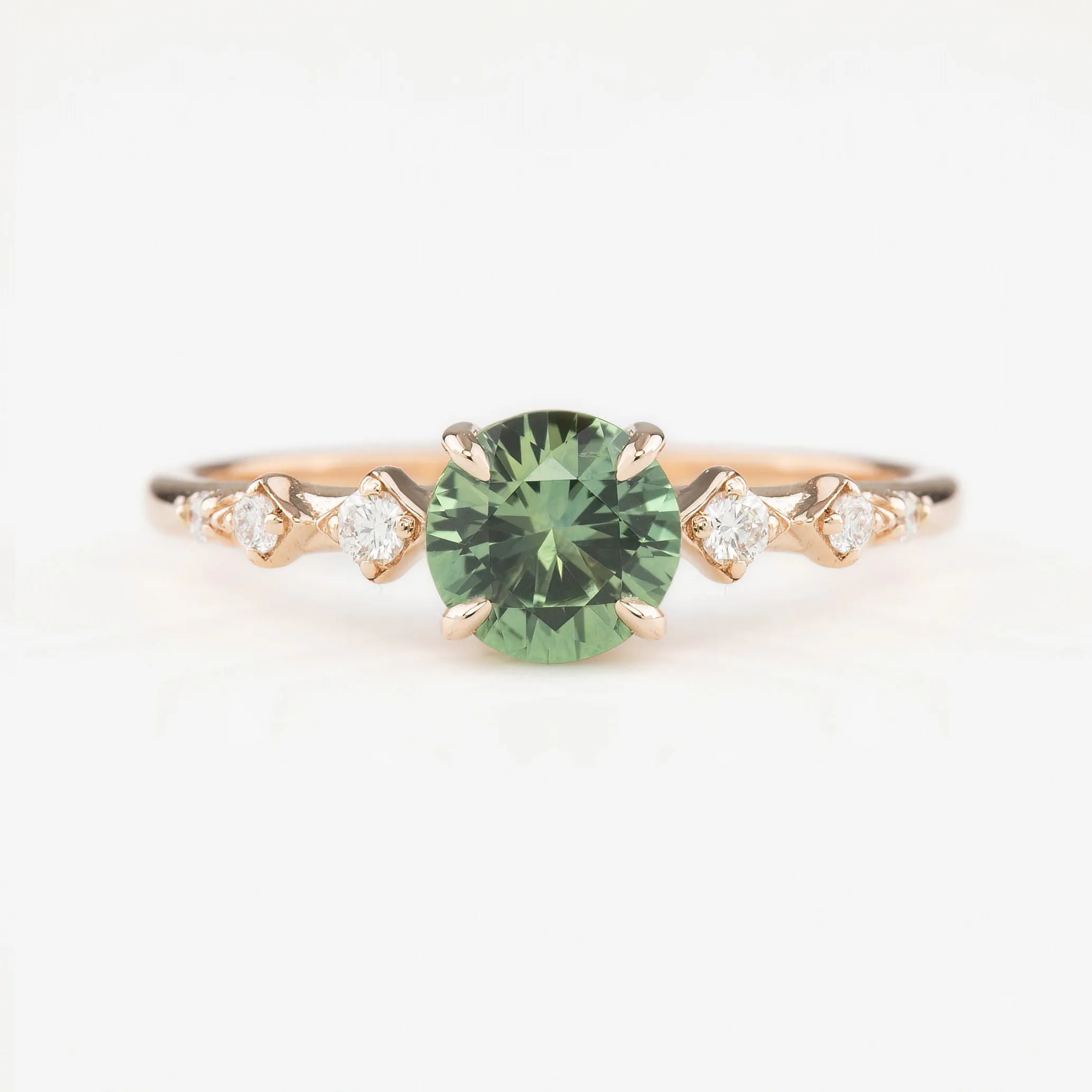 Celeste Ring 0.85ct Light Green Montana Sapphire, 14K Rose Gold (One of a kind)