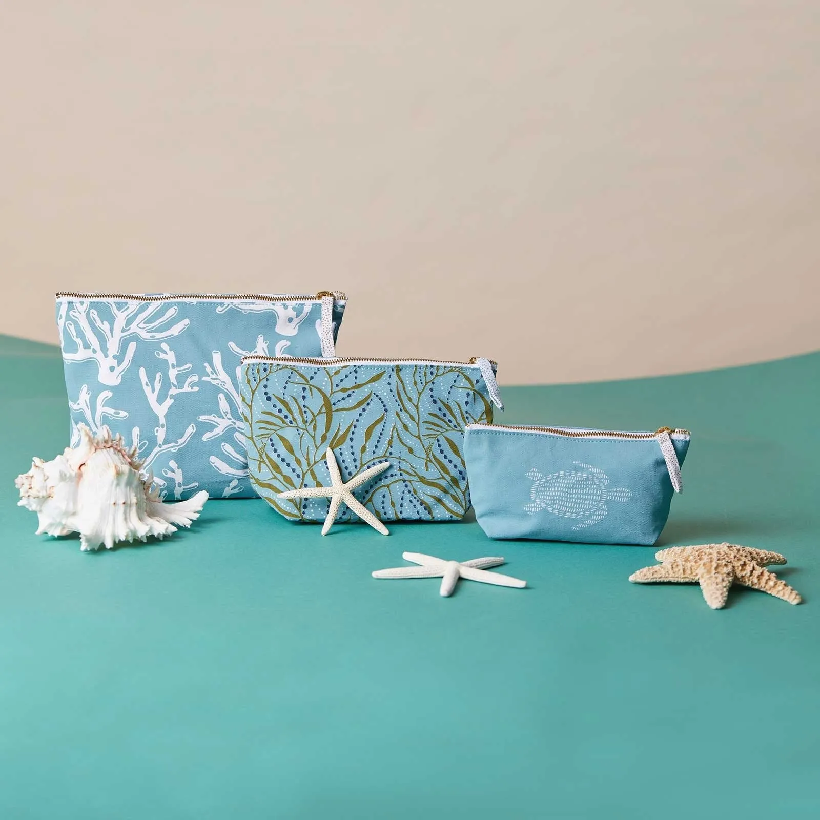 Cerulean Sea Coral Large Relaxed Pouch