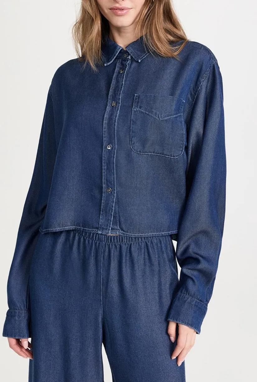 Chambray Cropped Button Down