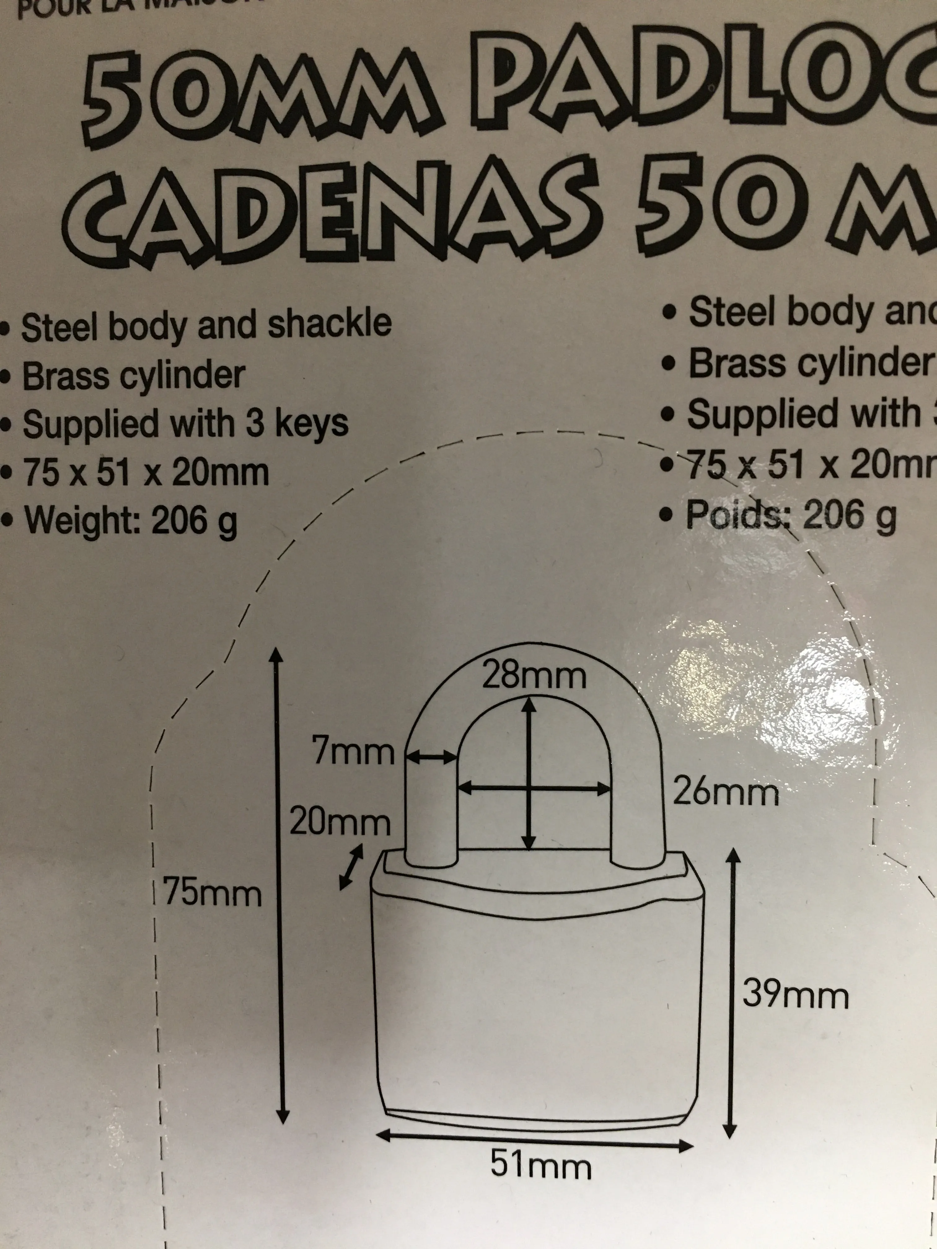 CM Heavy Duty 50MM Padlock with 3 keys