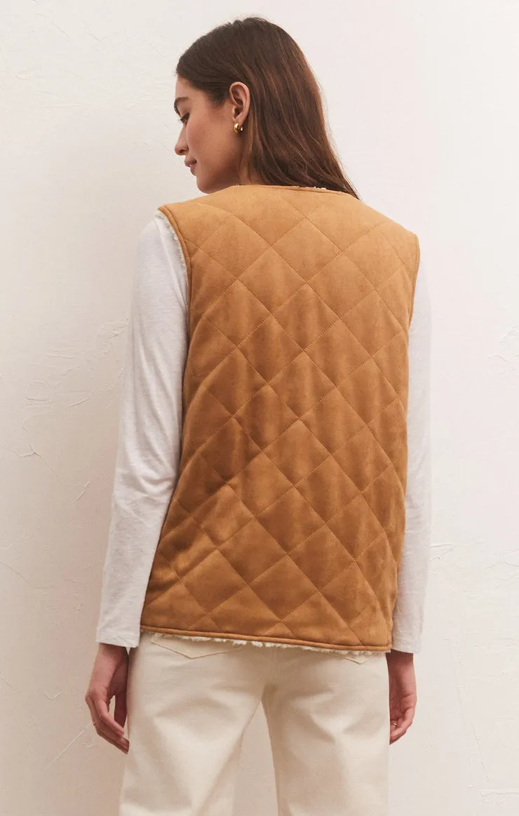 Cosmos Reversible Vest in Camel Brown