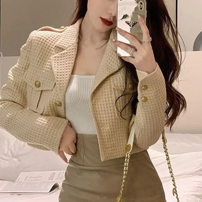 Cropped Tweed Jacket With Chest Pockets