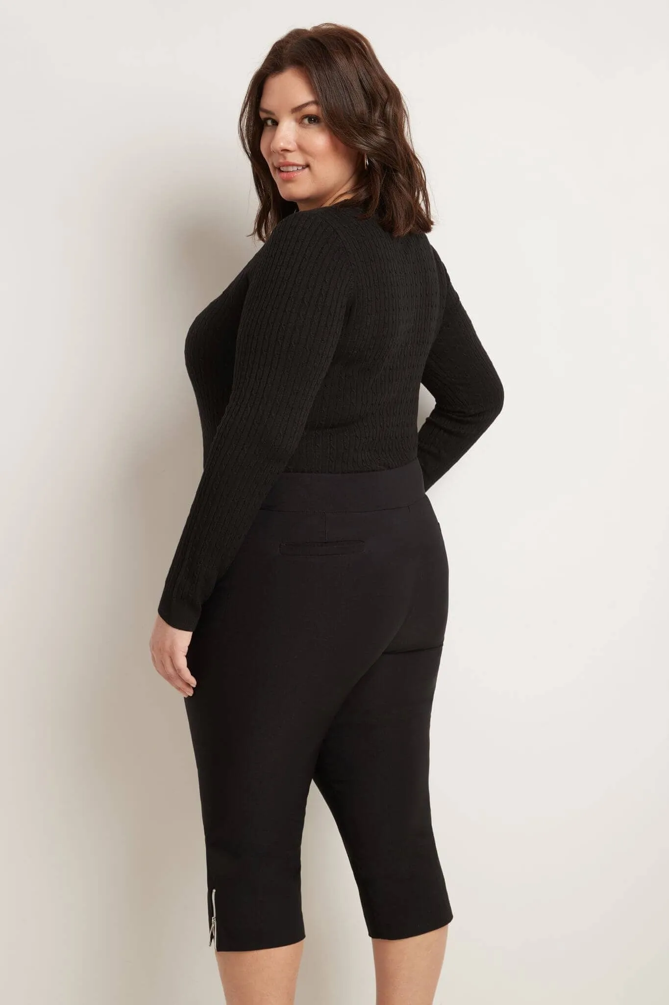 Curvy Chic Capris with Zipper Detail at the Hem