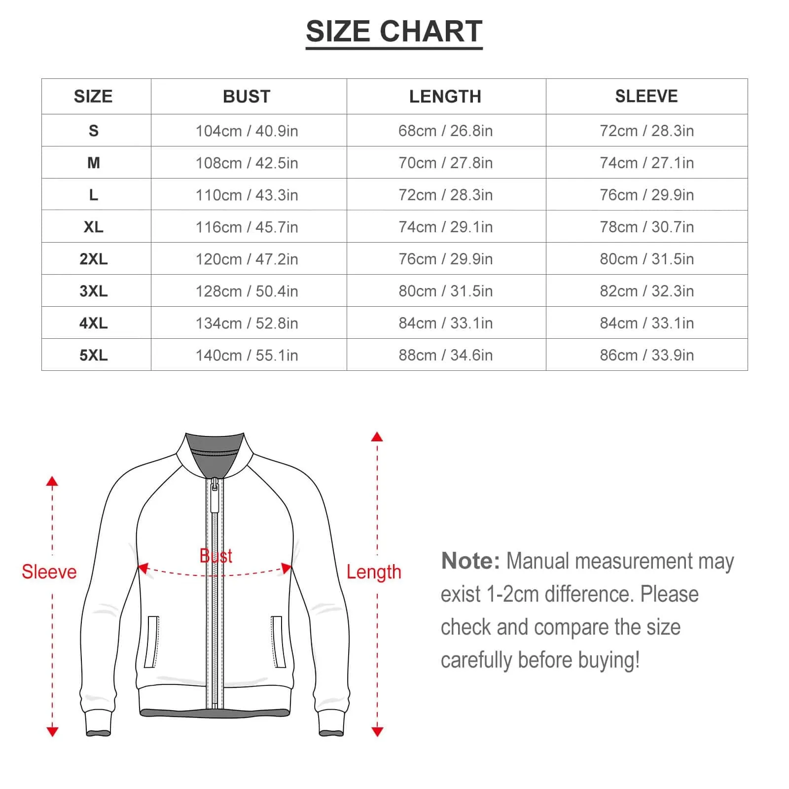 Custom Photo Men's Coat Crew Neck Zipper Jacket Outerwear