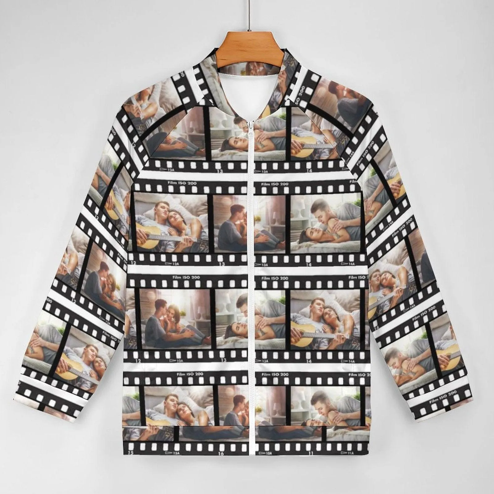 Custom Photo Men's Coat Crew Neck Zipper Jacket Outerwear