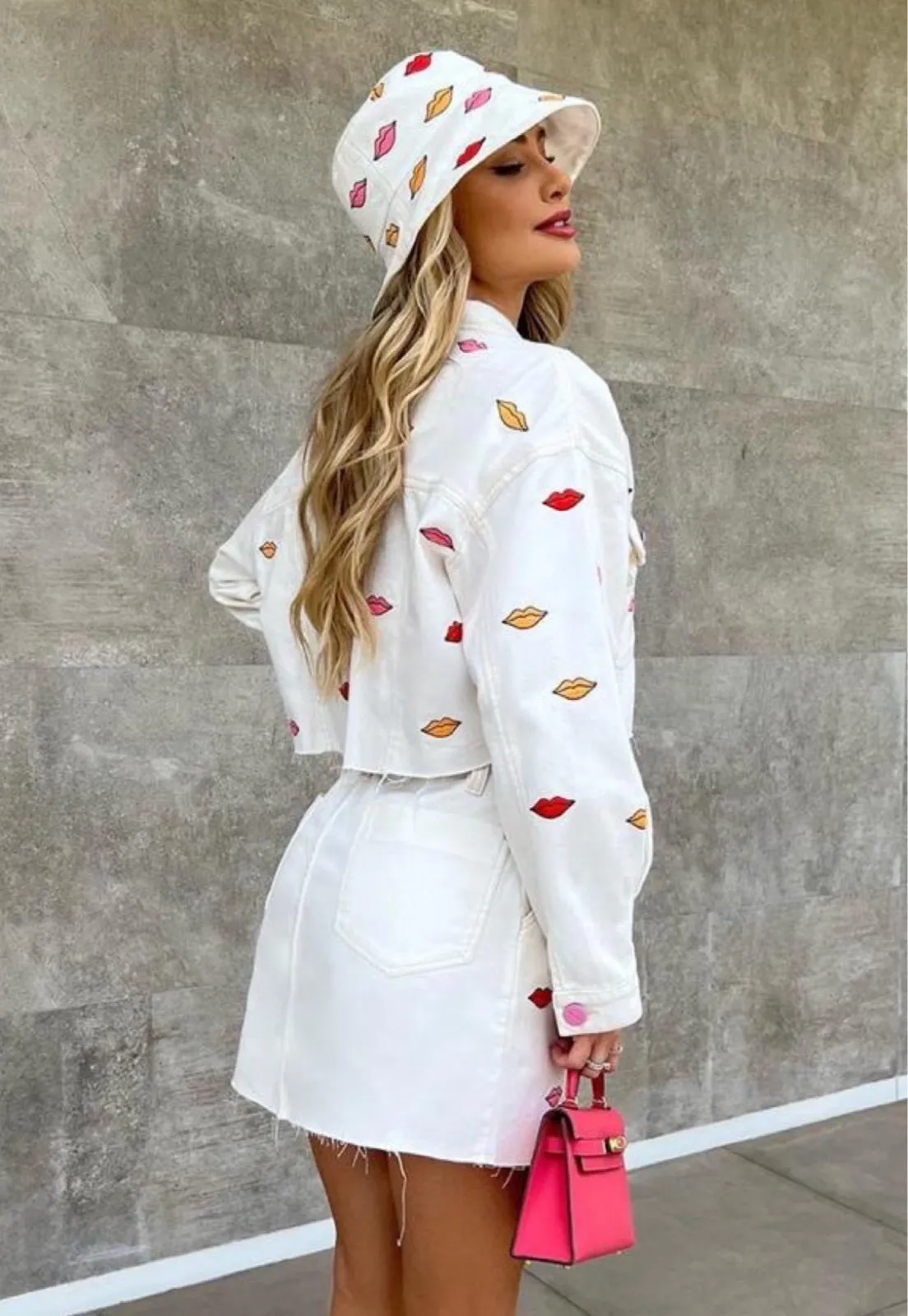 Embroidered White Denim Jacket