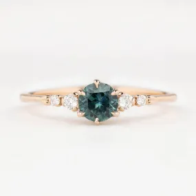 Estel Fleur Ring 4.75mm 0.60ct Teal Blue Round Montana Sapphire 14K Rose Gold